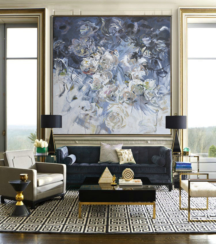Abstract Flower Oil Painting Large Size Modern Wall Art #ABS0A8